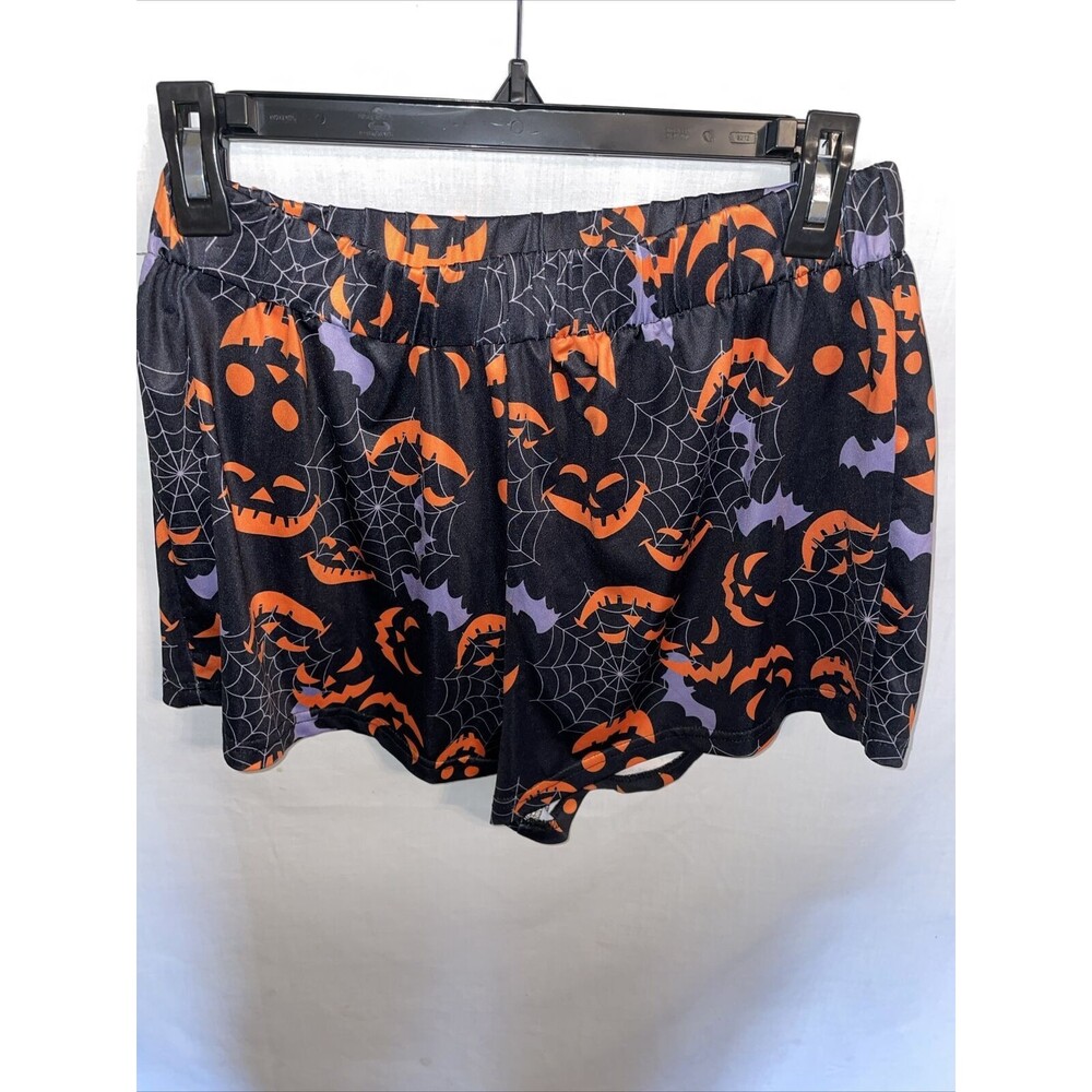Laqeyko Spooky Shorts Women’s Size Large Black Halloween Motif Athletic Elastic